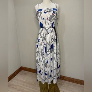 Geometric Blue and White Strapless Dress Karl Lagerfeld Size 10 NWT